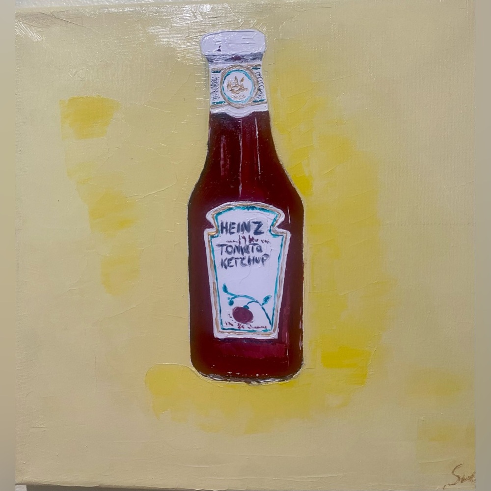 Ketchup classic bottle painting 12x12